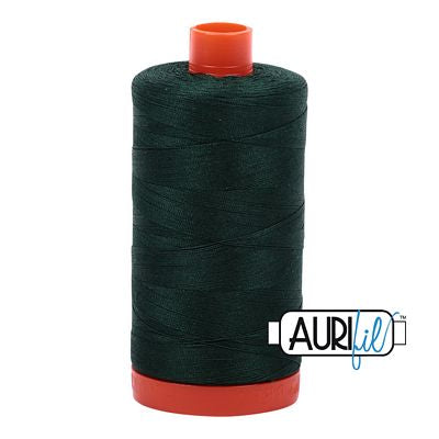 Aurifil Cotton Mako Thread 50wt 1300m 6ct Forest Green