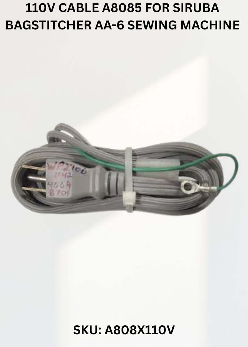 110V Cable A8085 for Siruba Bagstitcher AA-6 Sewing Machine