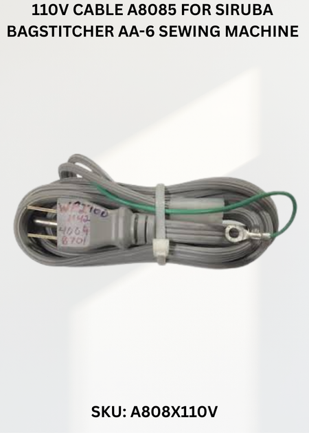 110V Cable A8085 for Siruba Bagstitcher AA-6 Sewing Machine