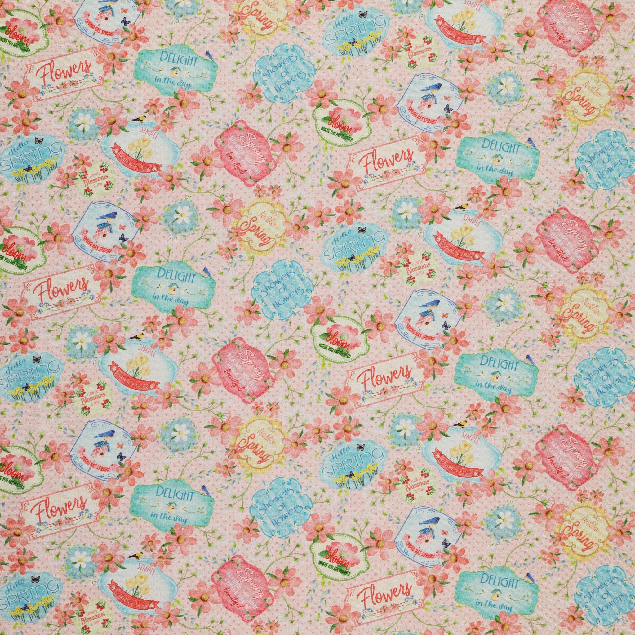 Enchanted Spring Fabric Collection - Signs of Spring Pink