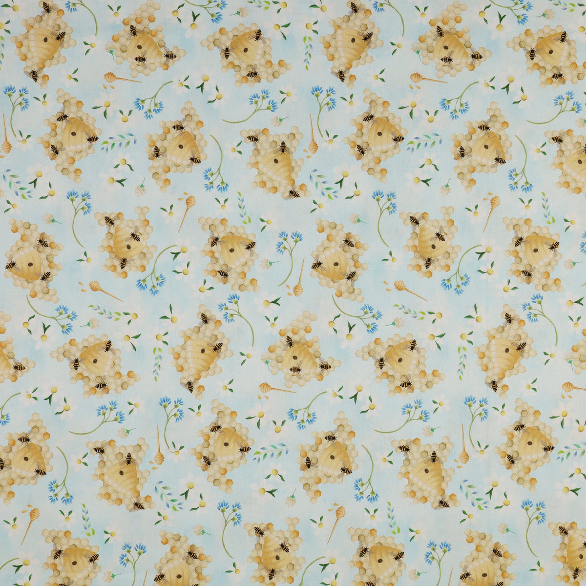 Enchanted Spring Fabric Collection - Bee My Honey Blue
