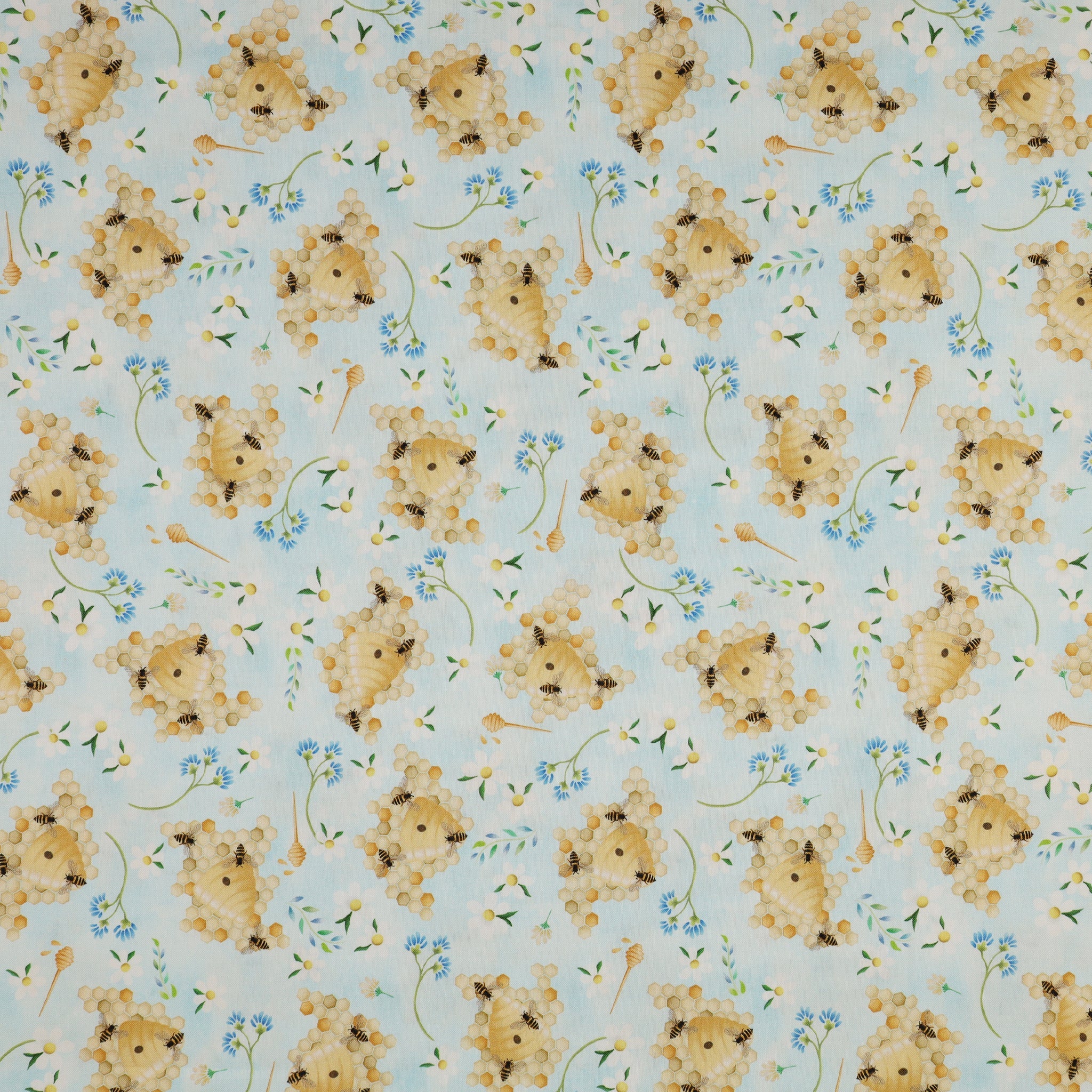 Enchanted Spring Fabric Collection - Bee My Honey Blue