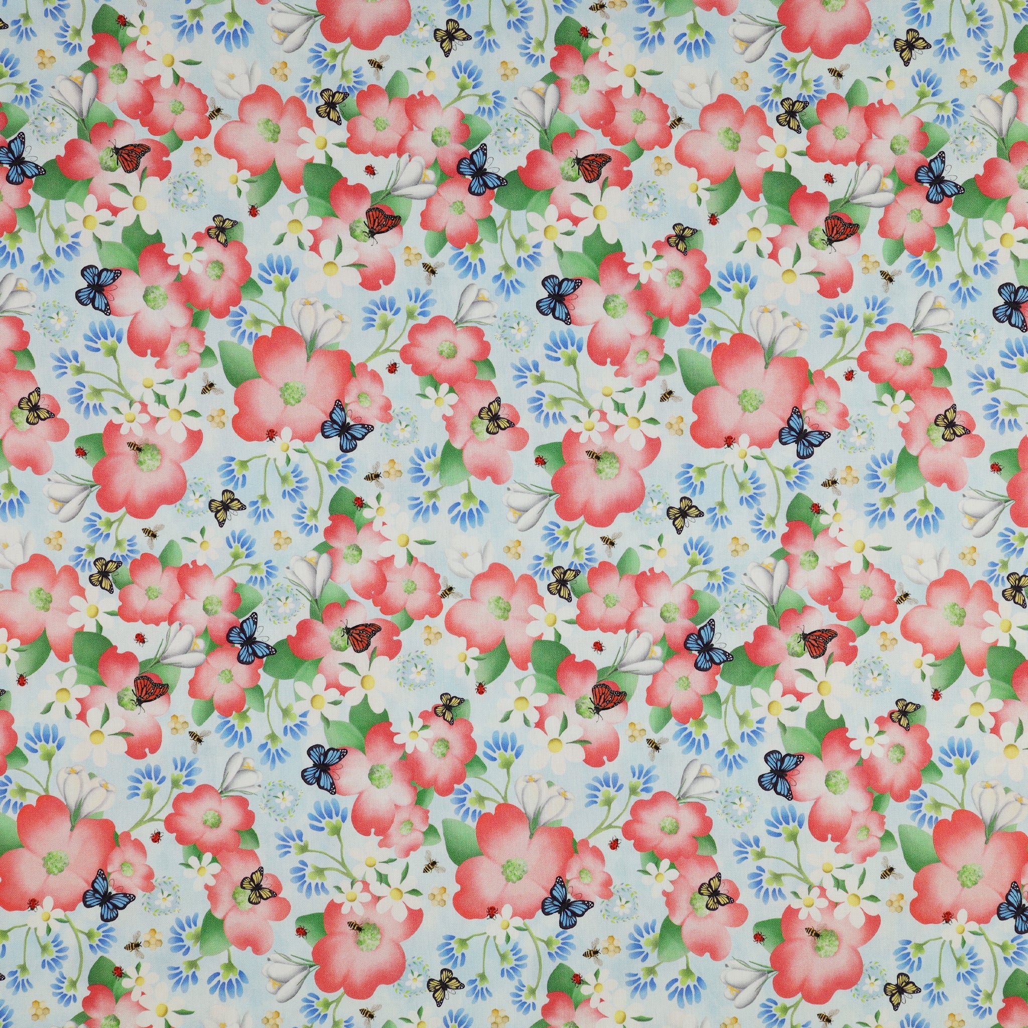 Enchanted Spring Fabric Collection - Blooming Garden Blue