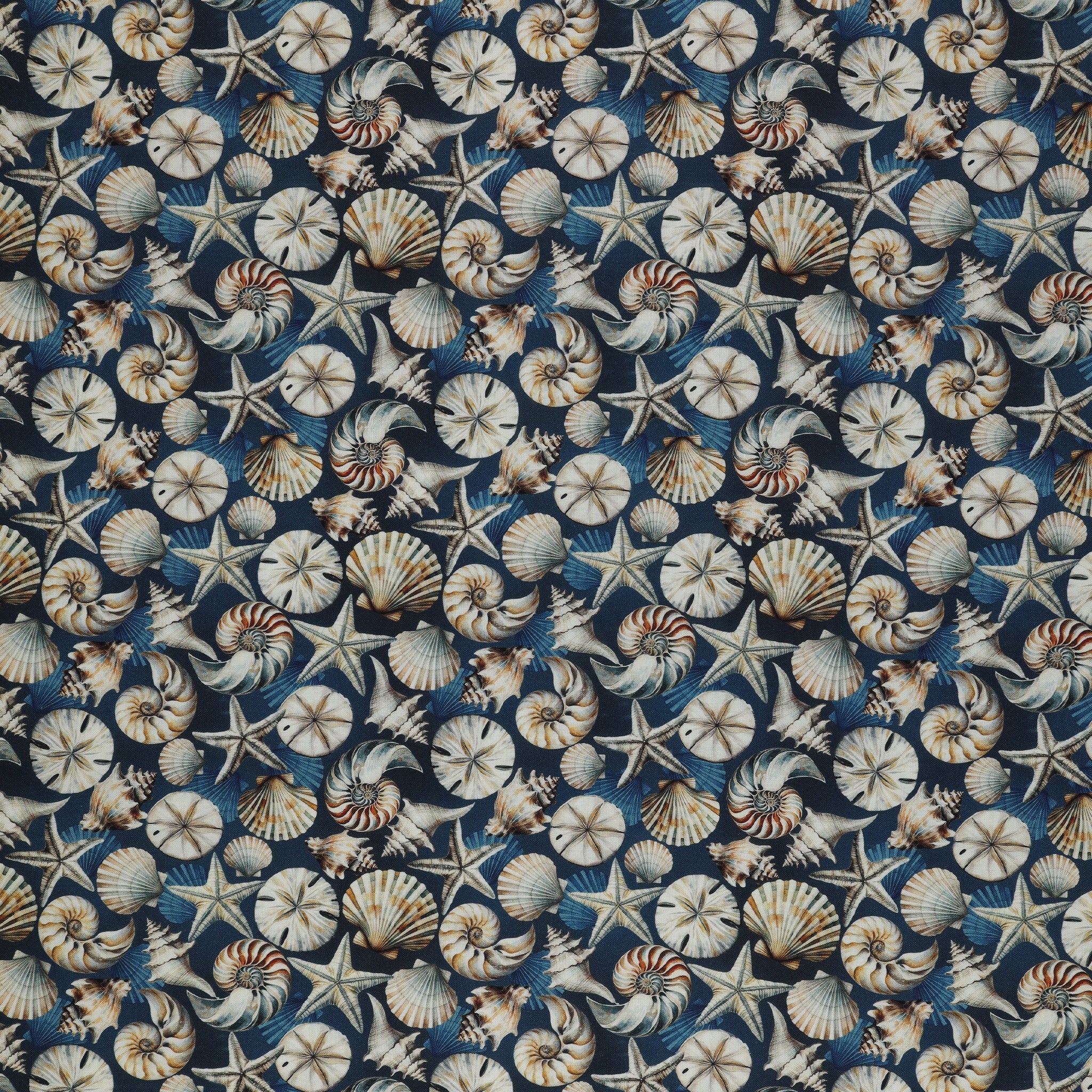 Coastal Escape Fabric Collection - Coastal Shells Dark Blue