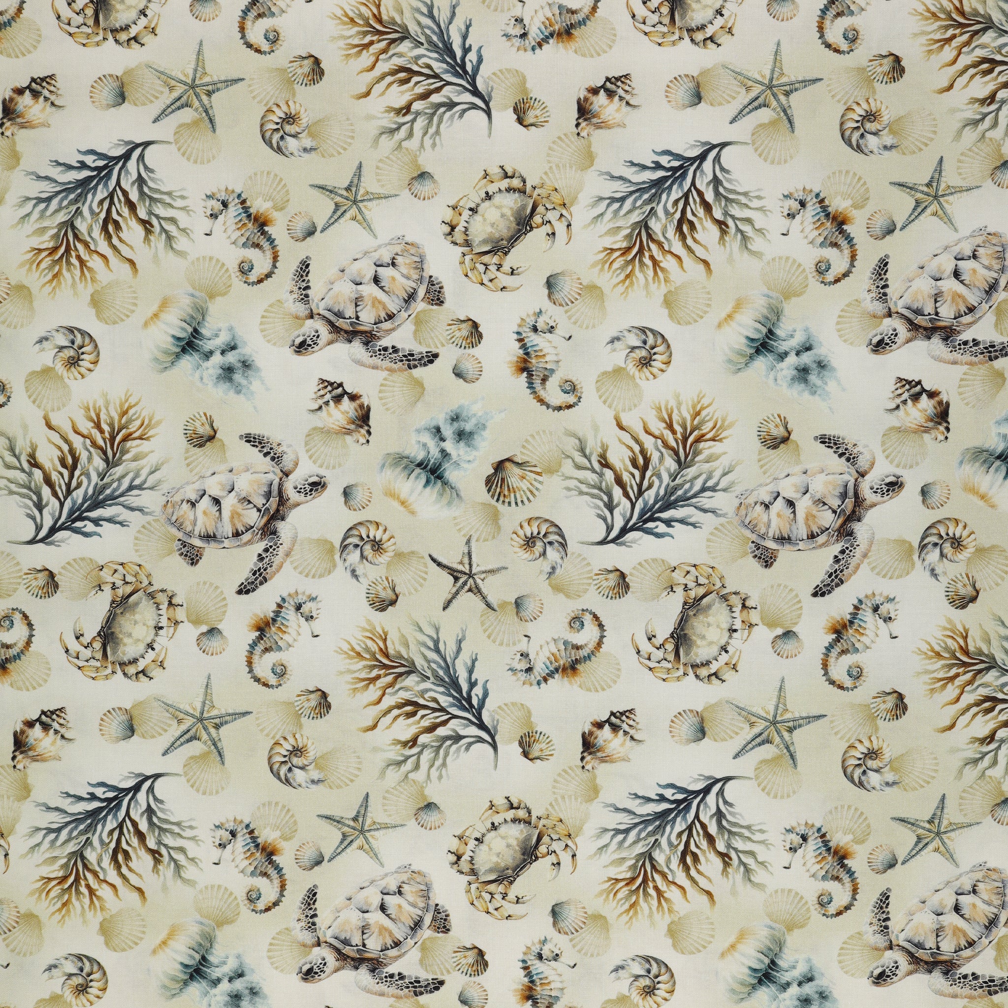 Coastal Escape Fabric Collection - Marine Life Neutral