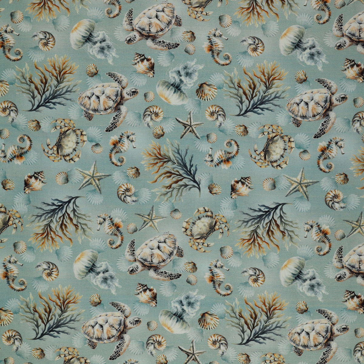 Coastal Escape Fabric Collection - Marine Life Ocean