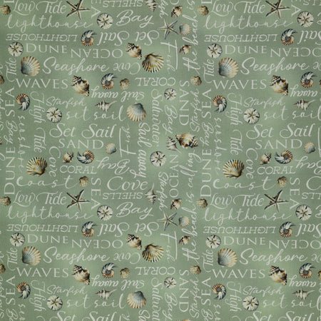 Coastal Escape Fabric Collection - Coastal Words Sage