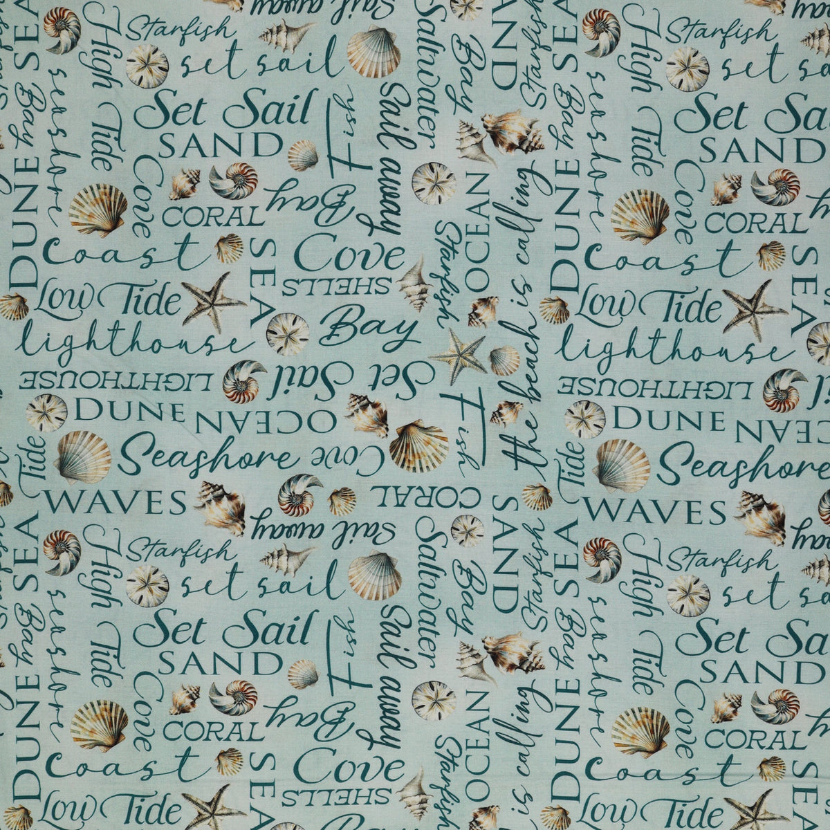 Coastal Escape Fabric Collection - Coastal Words Ocean