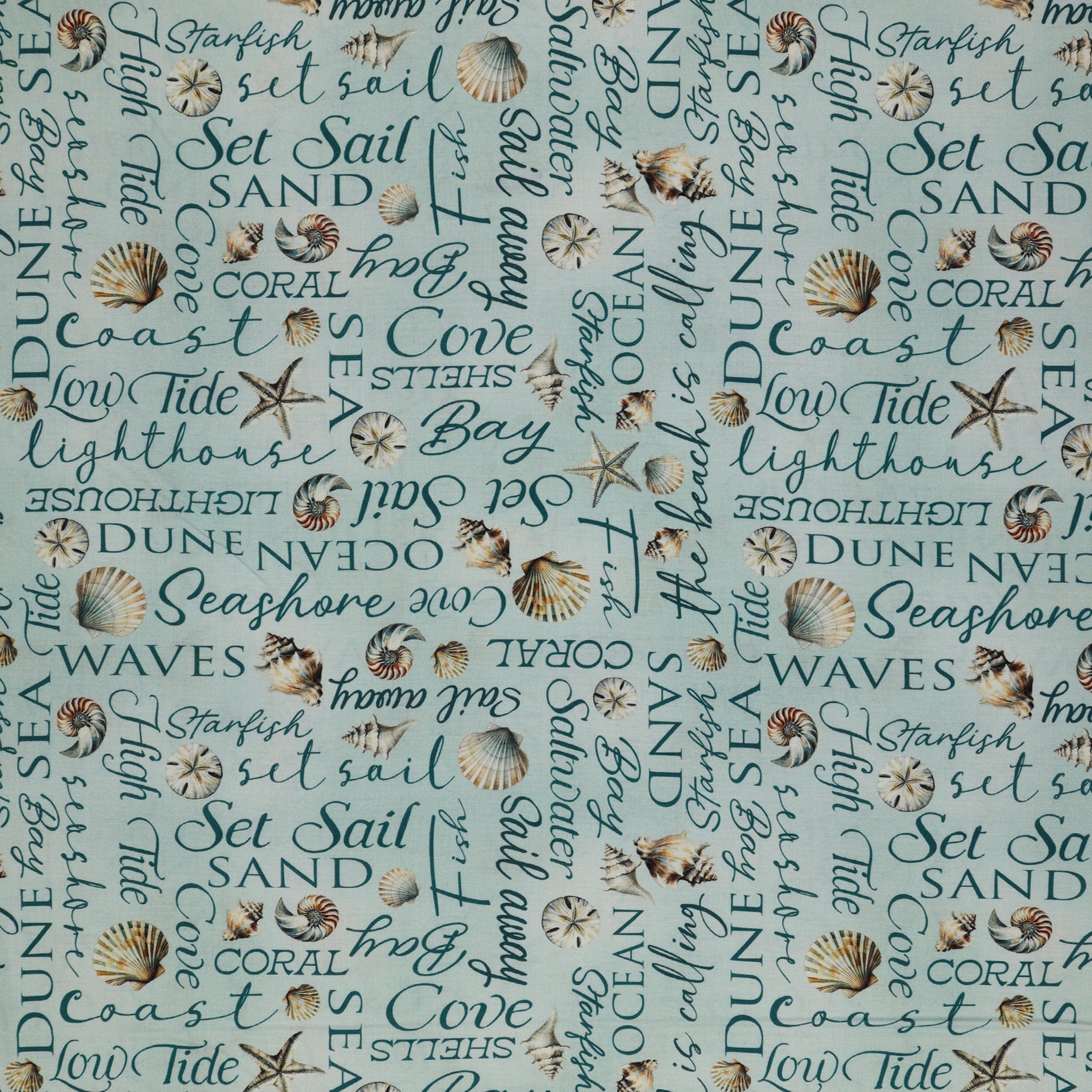 Coastal Escape Fabric Collection - Coastal Words Ocean
