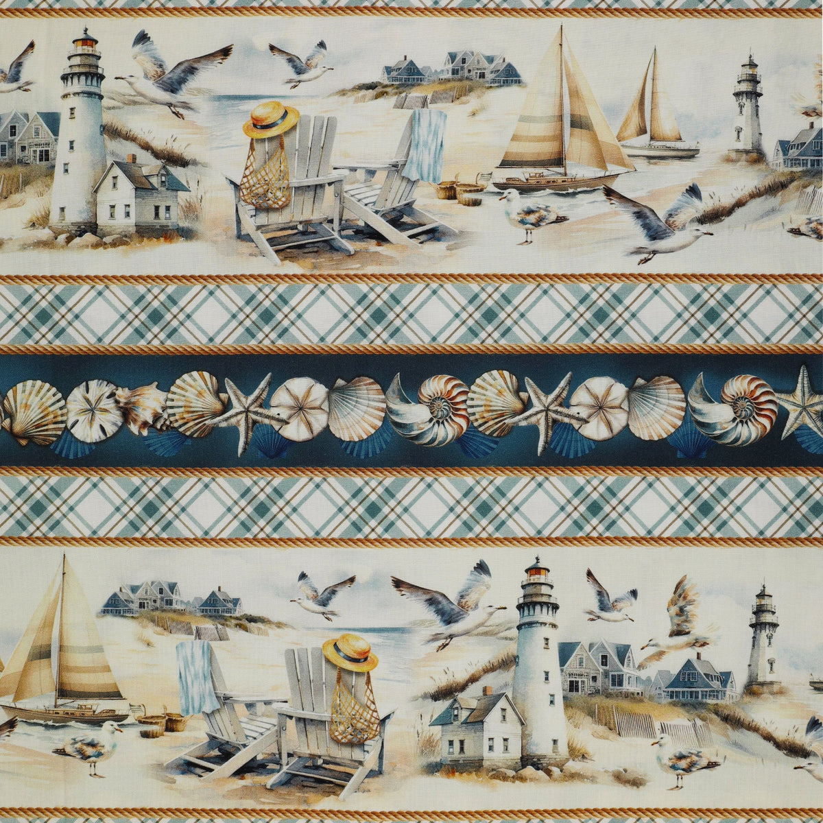 Coastal Escape Fabric Collection - Maritime Stripe Neutral