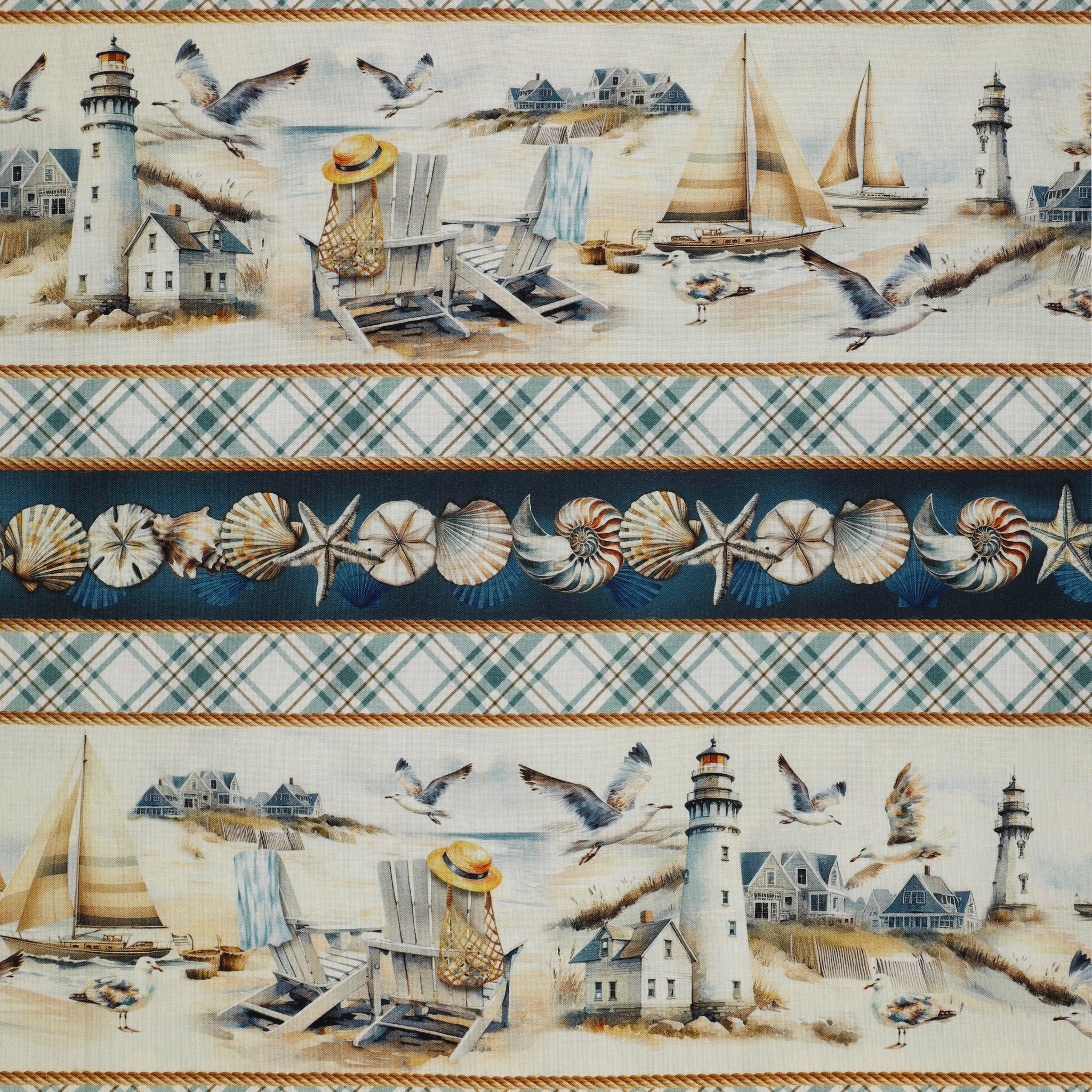 Coastal Escape Fabric Collection - Maritime Stripe Neutral