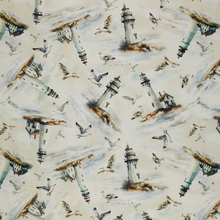 Coastal Escape Fabric Collection - Lighthouses Neutral