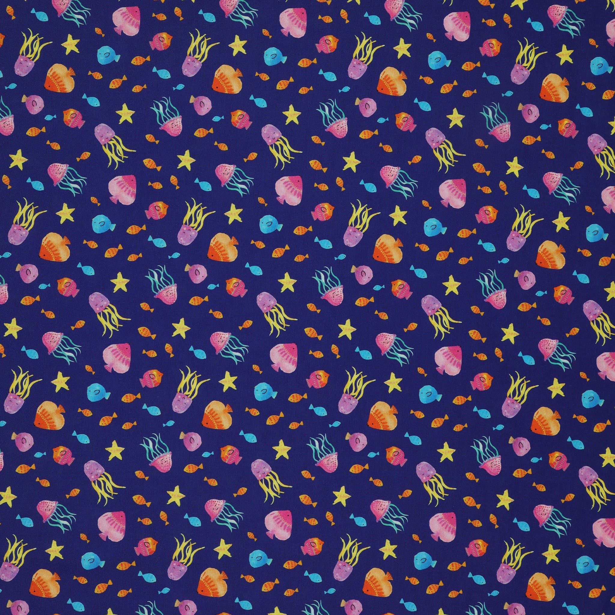 Swim With Me Fabric Collection - Tropical Fish Navy