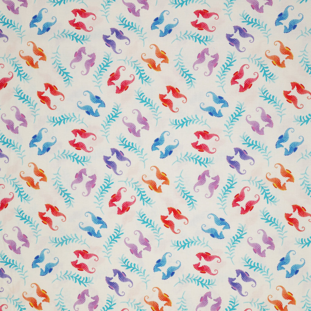 Swim With Me Fabric Collection - Seahorses White