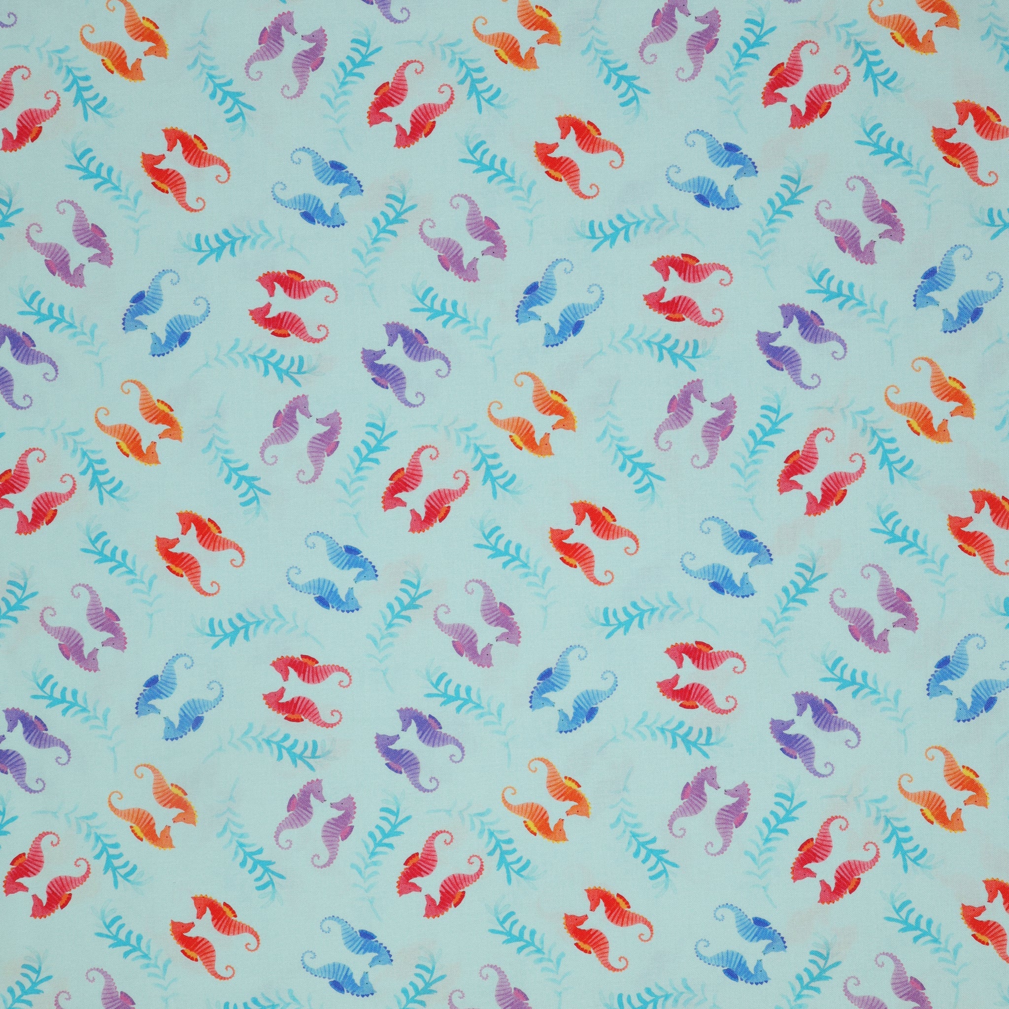 Swim With Me Fabric Collection - Seahorses Light Blue