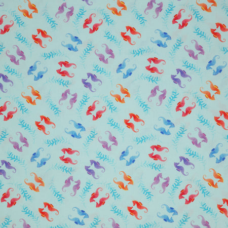 Swim With Me Fabric Collection - Seahorses Light Blue
