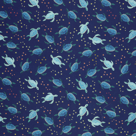 Swim With Me Fabric Collection - Sea Turtles Navy