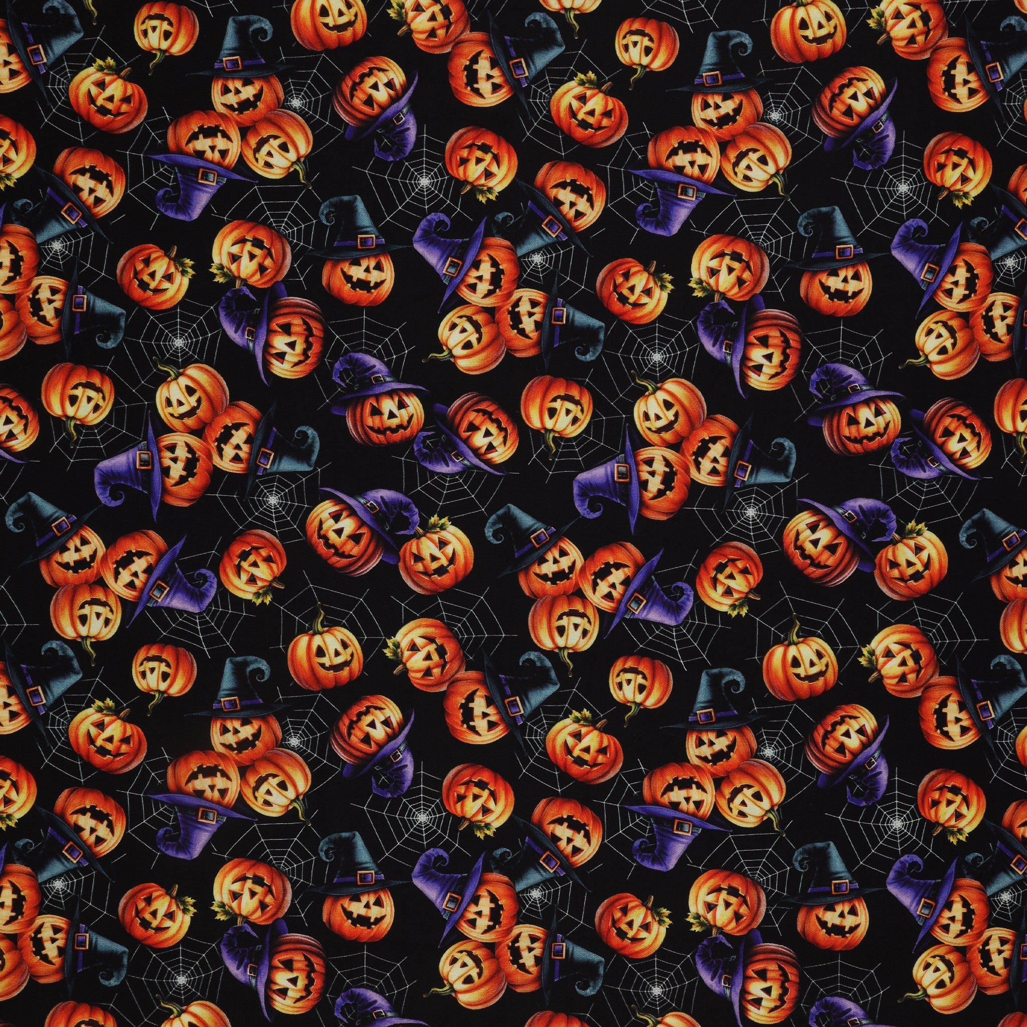 Ghostly Soiree Fabric Collection - Jack-O'-Lantern Festival Black