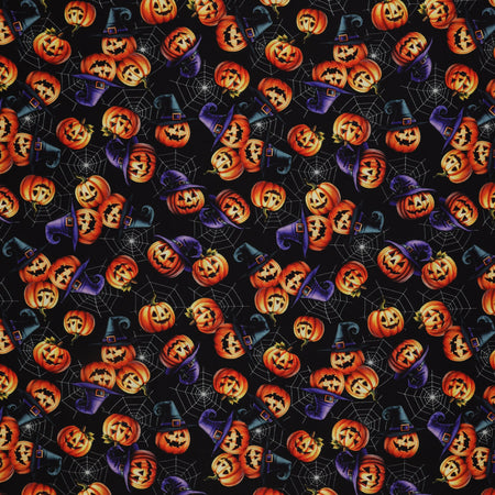 Ghostly Soiree Fabric Collection - Jack-O'-Lantern Festival Black