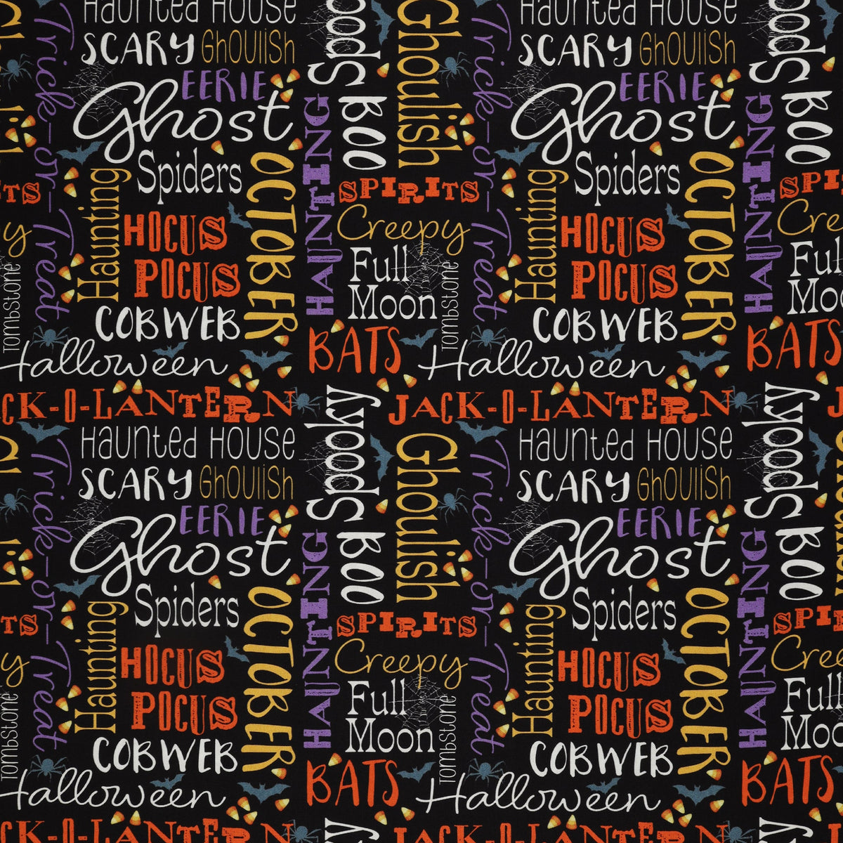 Ghostly Soiree Fabric Collection - Ghostly Words Black