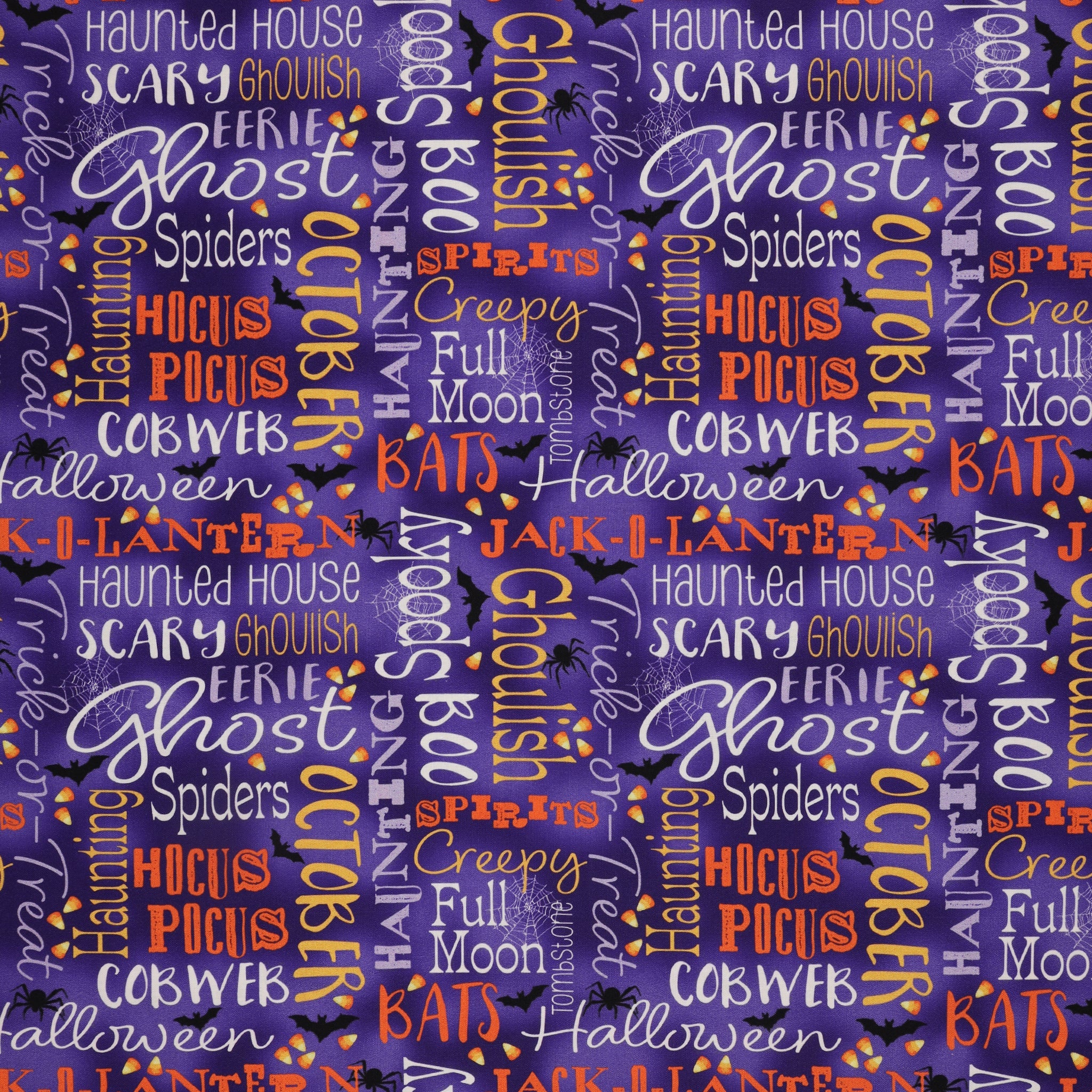 Ghostly Soiree Fabric Collection - Ghostly Words Purple