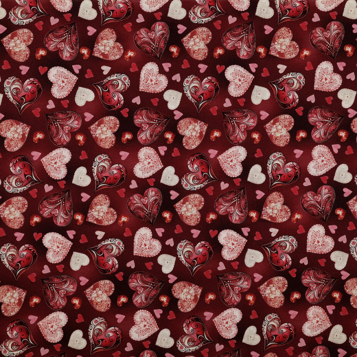Cupid's Arrow Fabric Collection - Romantic Hearts Red Velvet