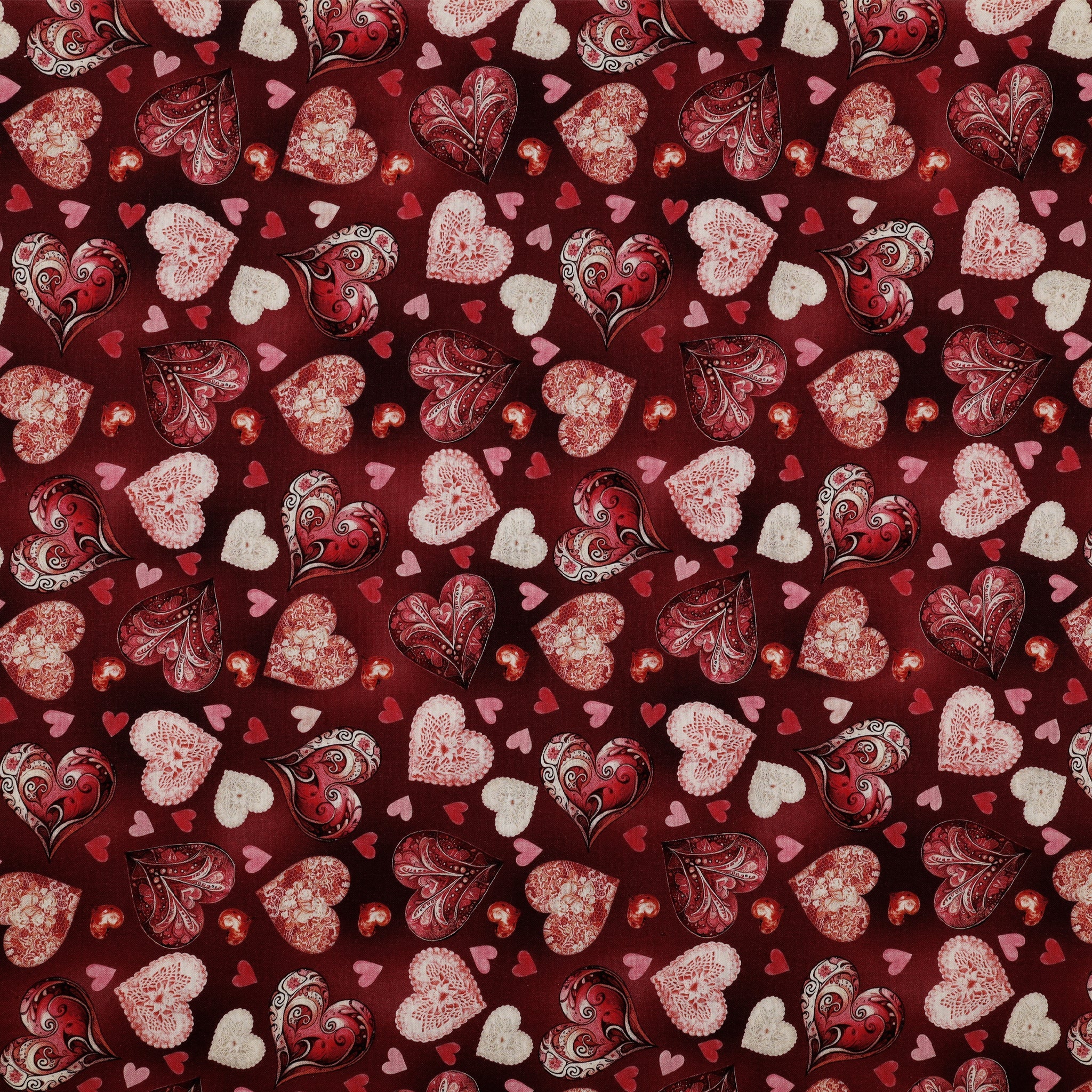 Cupid's Arrow Fabric Collection - Romantic Hearts Red Velvet
