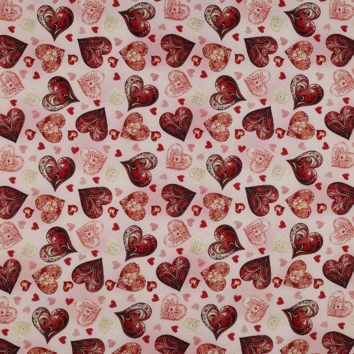 Romantic Lawn Fabric Collection - Adorned Hearts Blush