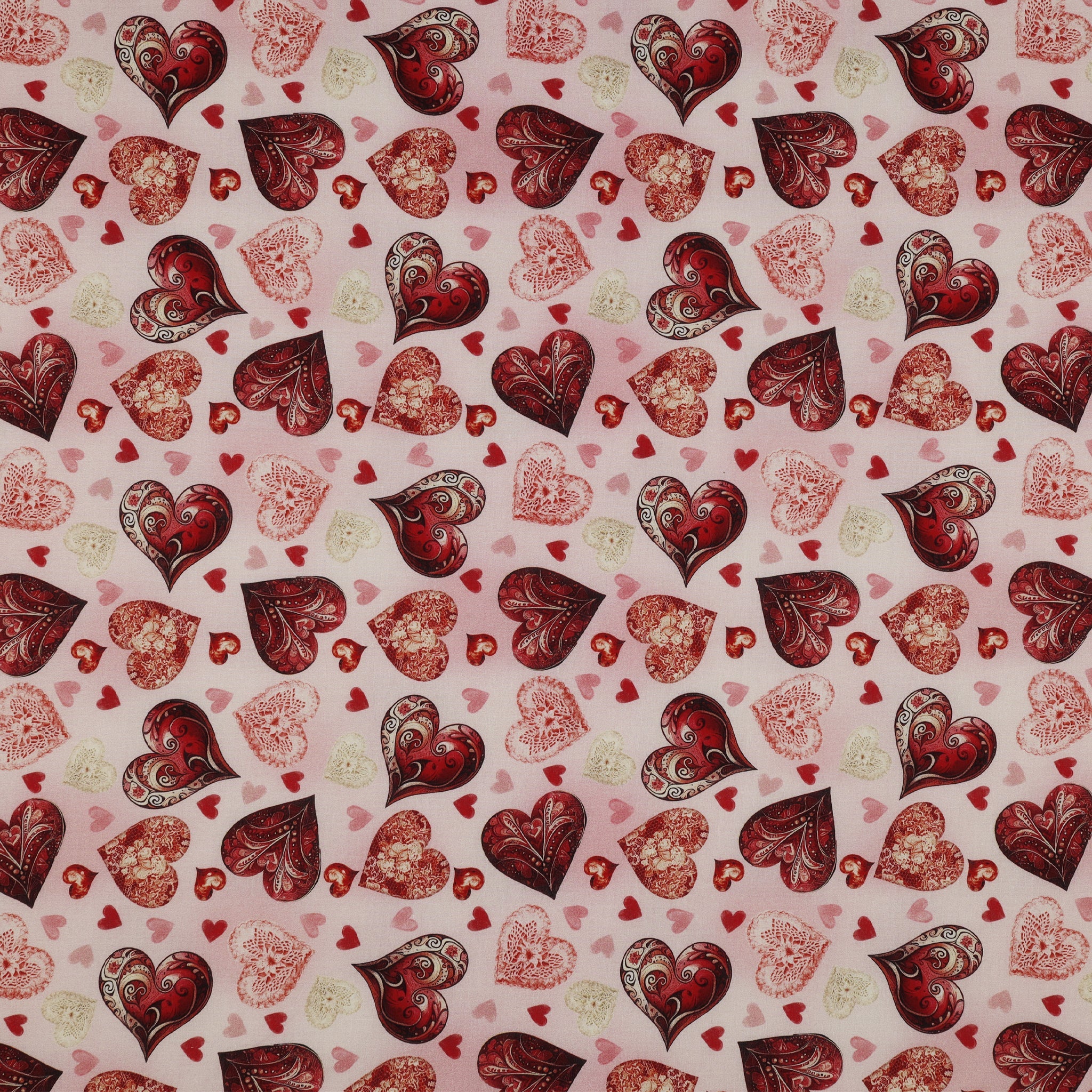 Romantic Lawn Fabric Collection - Adorned Hearts Blush