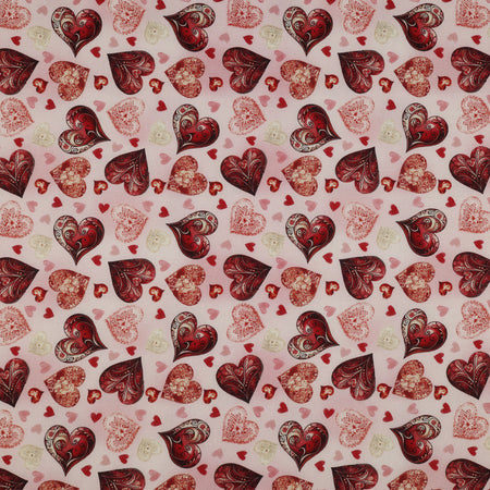 Romantic Lawn Fabric Collection - Adorned Hearts Blush