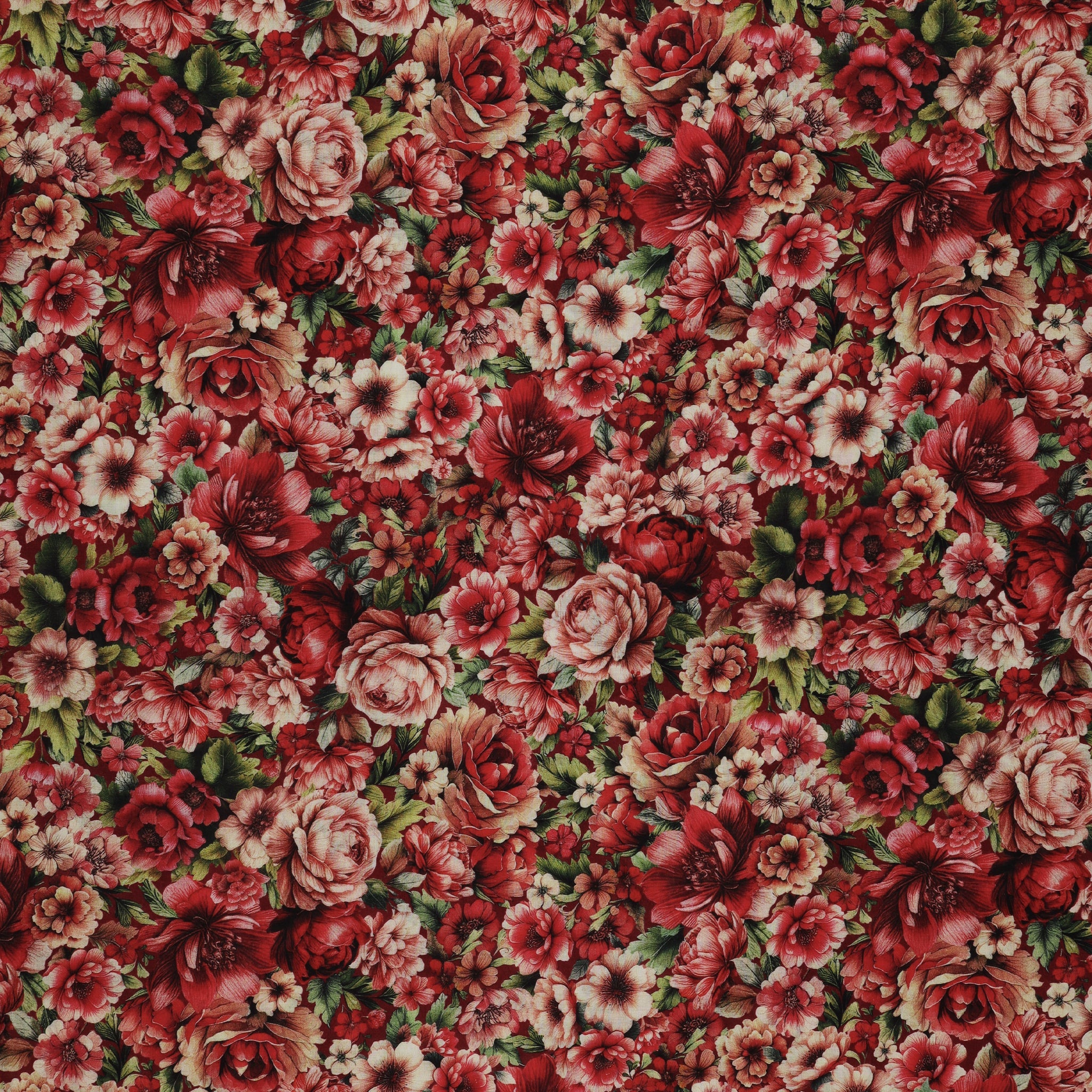 Romantic Lawn Fabric Collection - Garden of Romance Red Velvet
