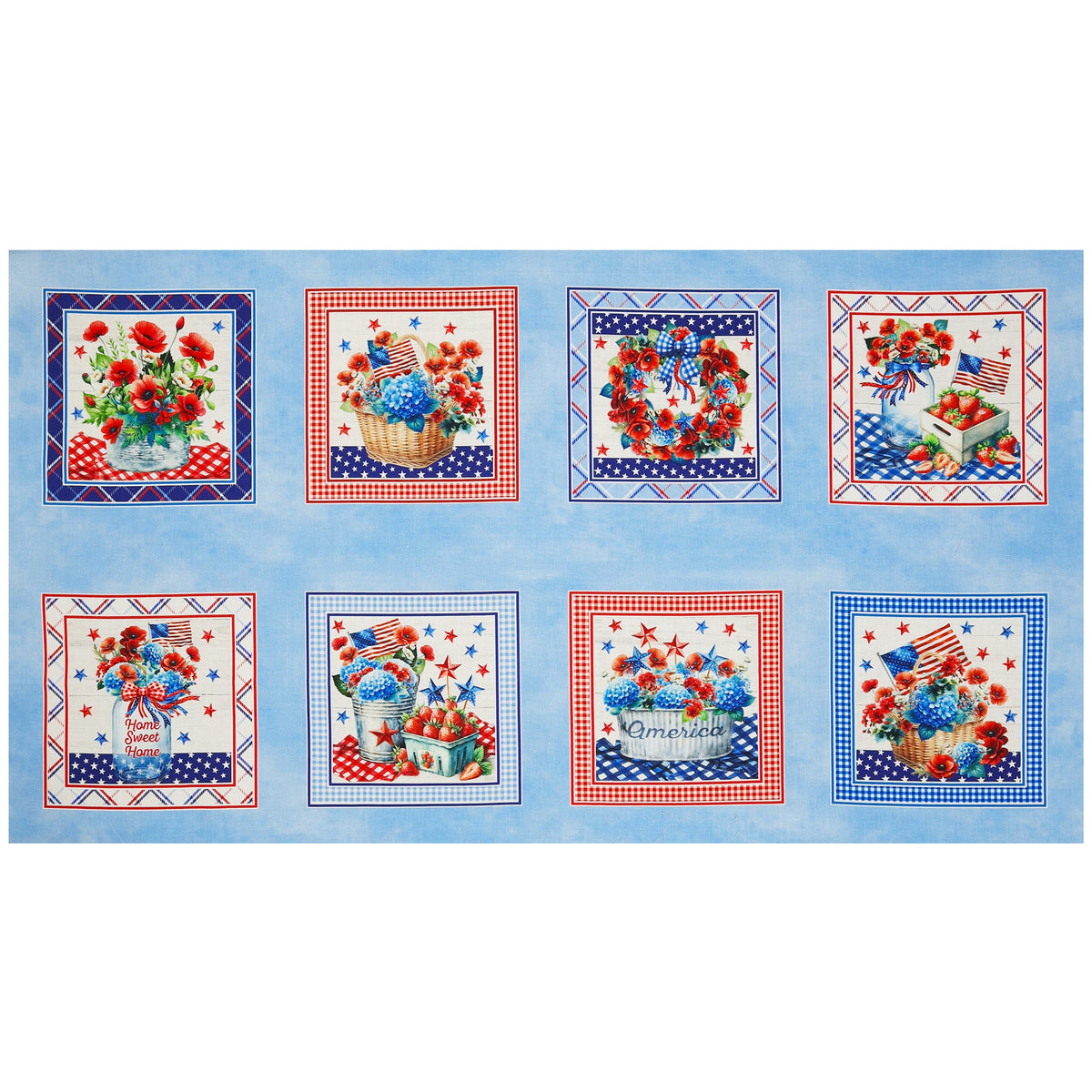 Red, White & Sweet Fabric Collection - Red, White and Blue Panel