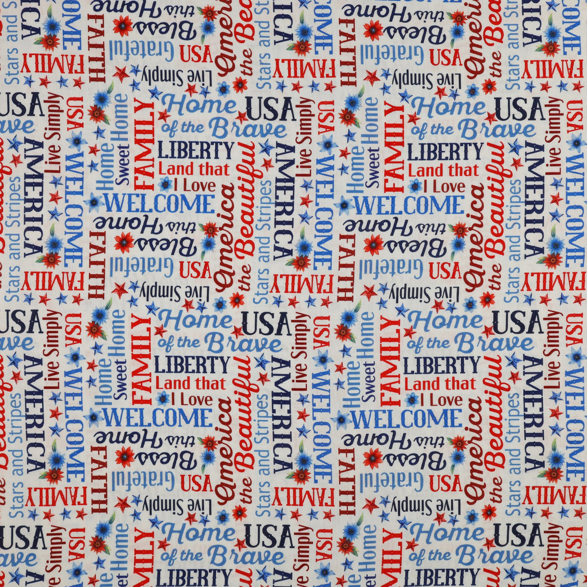 Red, White & Sweet Fabric Collection - Red, White & Sweet Words White