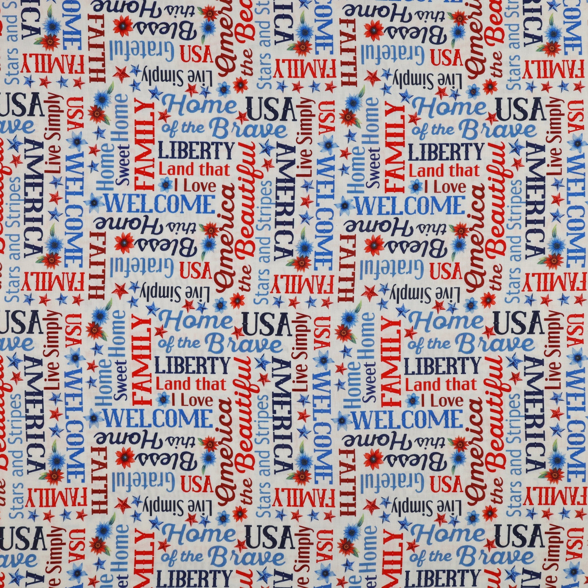 Red, White & Sweet Fabric Collection - Red, White & Sweet Words White
