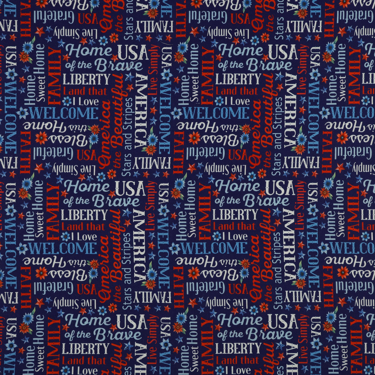 Red, White & Sweet Fabric Collection - Red, White & Sweet Words Navy