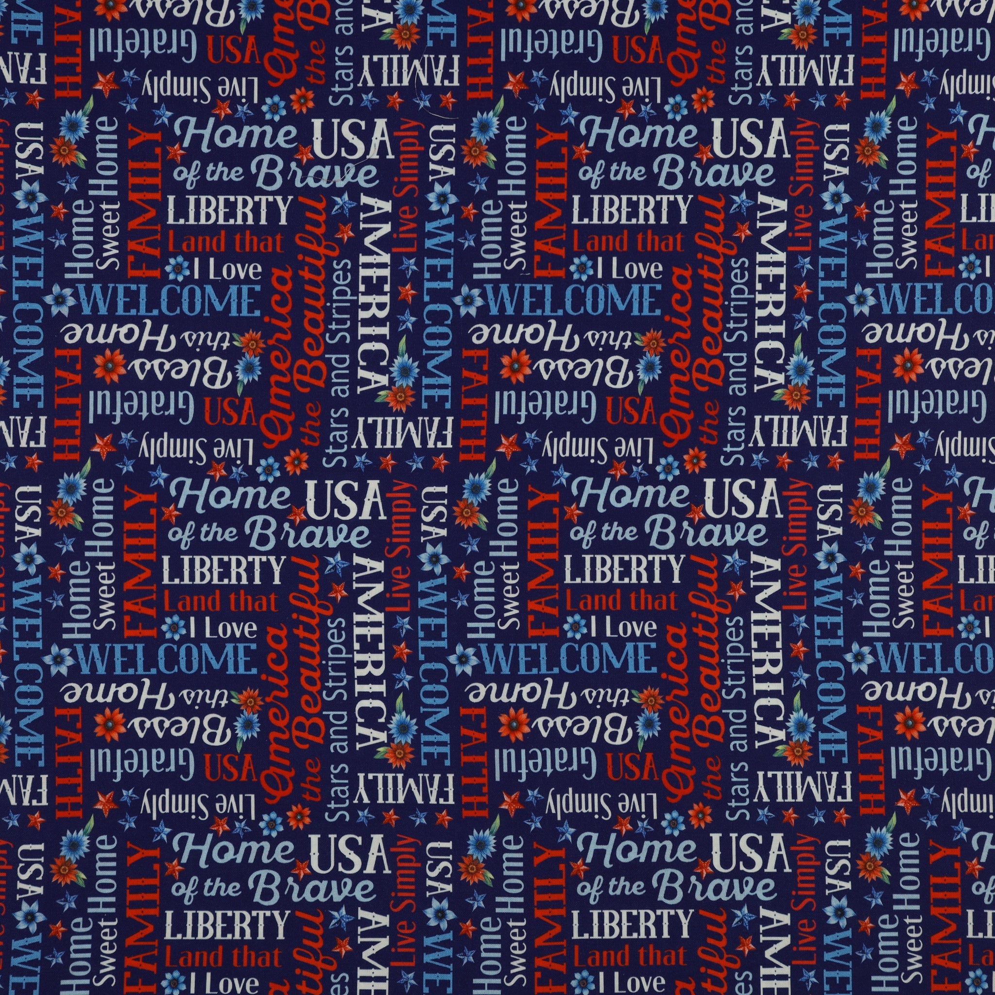 Red, White & Sweet Fabric Collection - Red, White & Sweet Words Navy