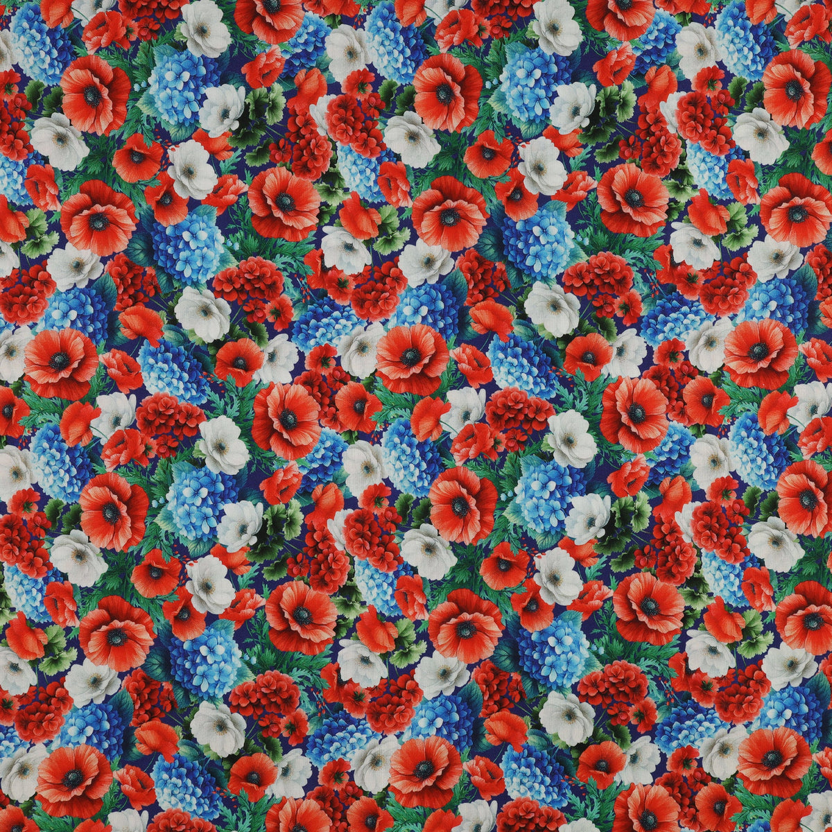 Red, White & Sweet Fabric Collection - Americana Flowers Multi