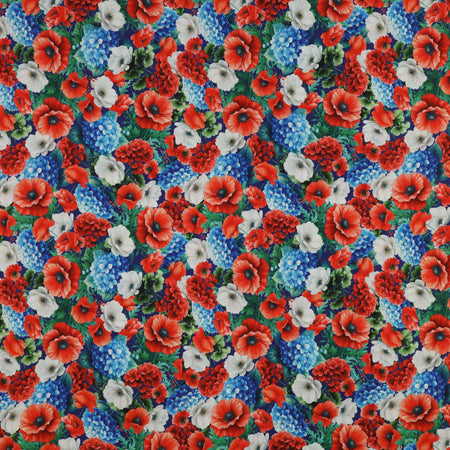Red, White & Sweet Fabric Collection - Americana Flowers Multi