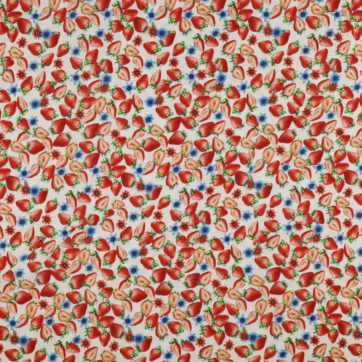 Red, White & Sweet Fabric Collection - Sweet Strawberries White