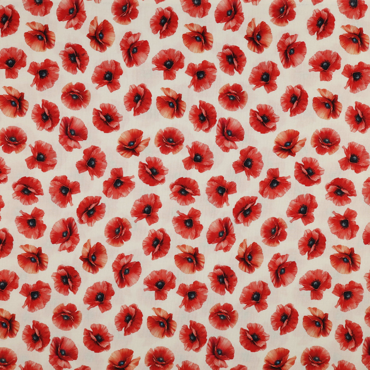 Red, White & Sweet Fabric Collection - Pretty Poppies White