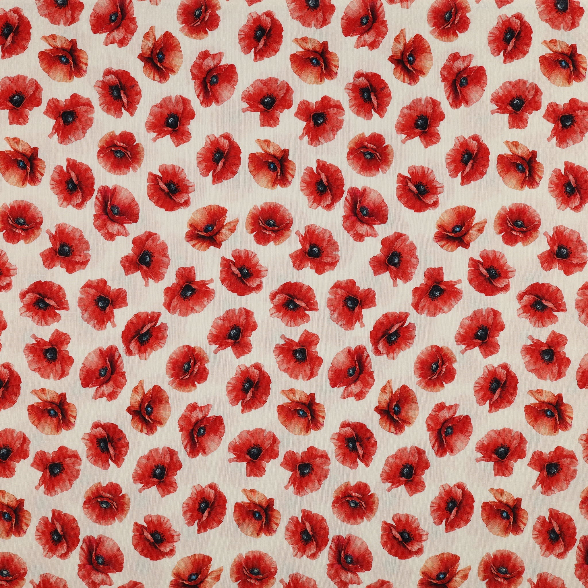 Red, White & Sweet Fabric Collection - Pretty Poppies White