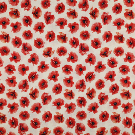 Red, White & Sweet Fabric Collection - Pretty Poppies White
