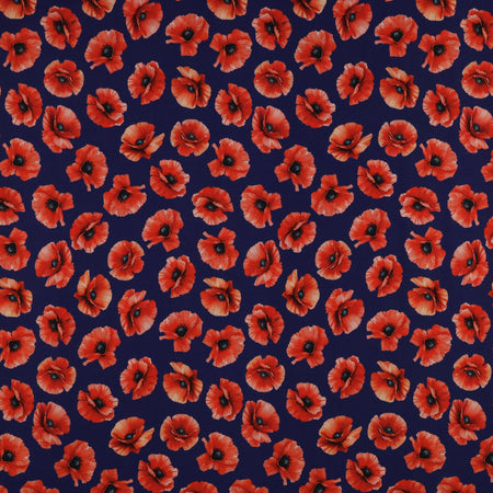 Red, White & Sweet Fabric Collection - Pretty Poppies Navy