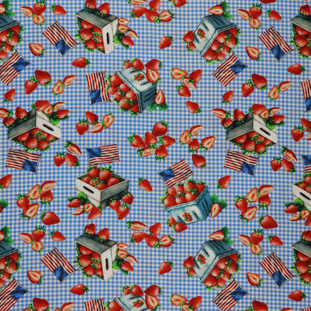 Red, White & Sweet Fabric Collection - Strawberry Celebration Blue