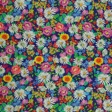 Tropical Splash Fabric Collection - Floral Paradise Navy