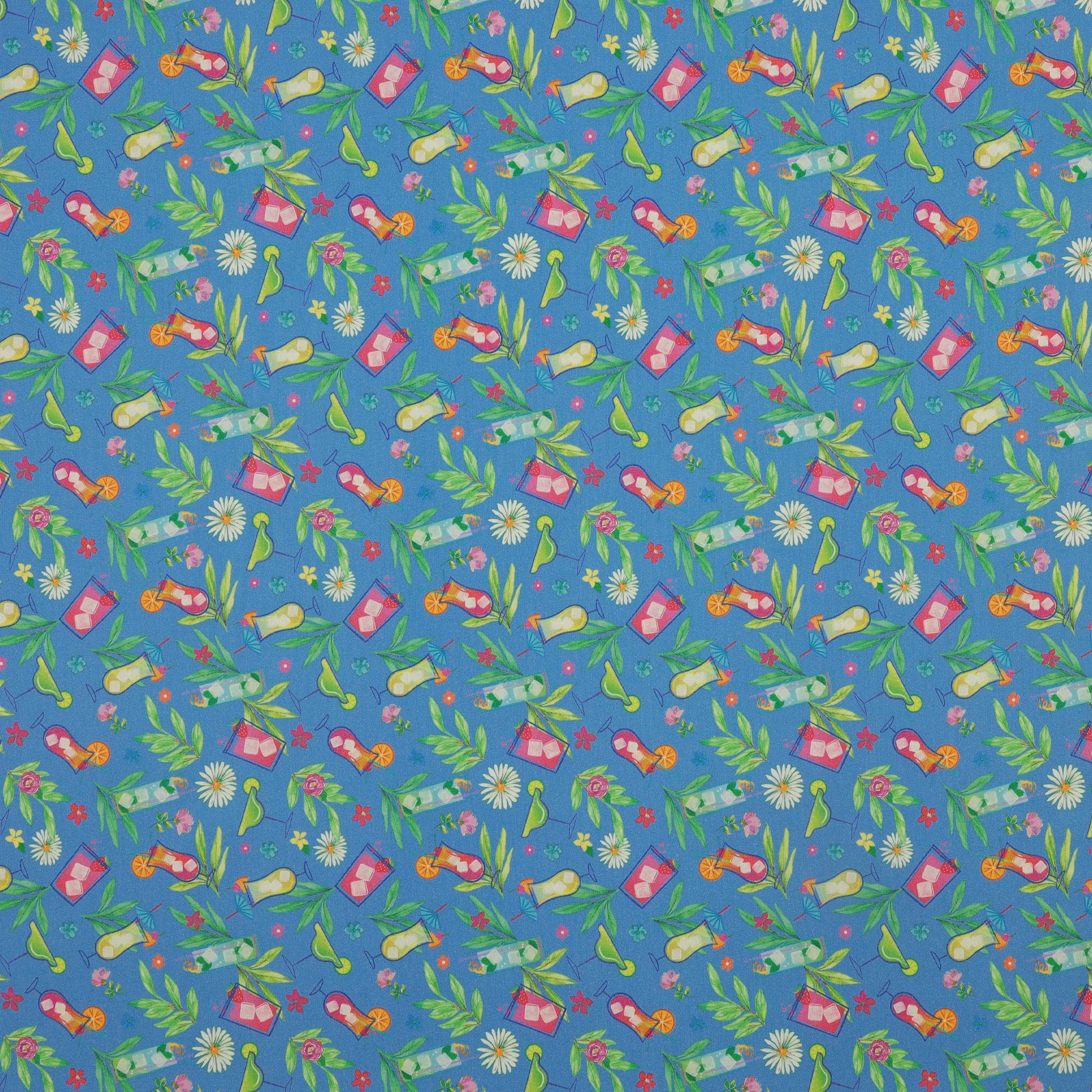 Tropical Splash Fabric Collection - Tropical Punch Medium Blue
