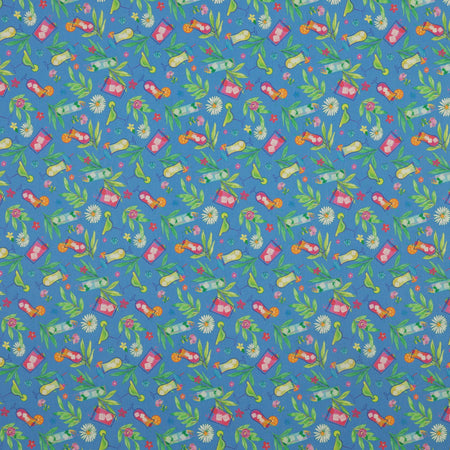 Tropical Splash Fabric Collection - Tropical Punch Medium Blue