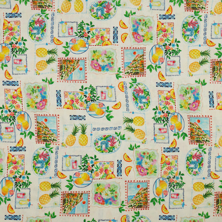 Tropical Splash Fabric Collection - Tropical Stamps White