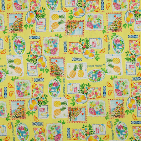 Tropical Splash Fabric Collection - Tropical Stamps Yellow