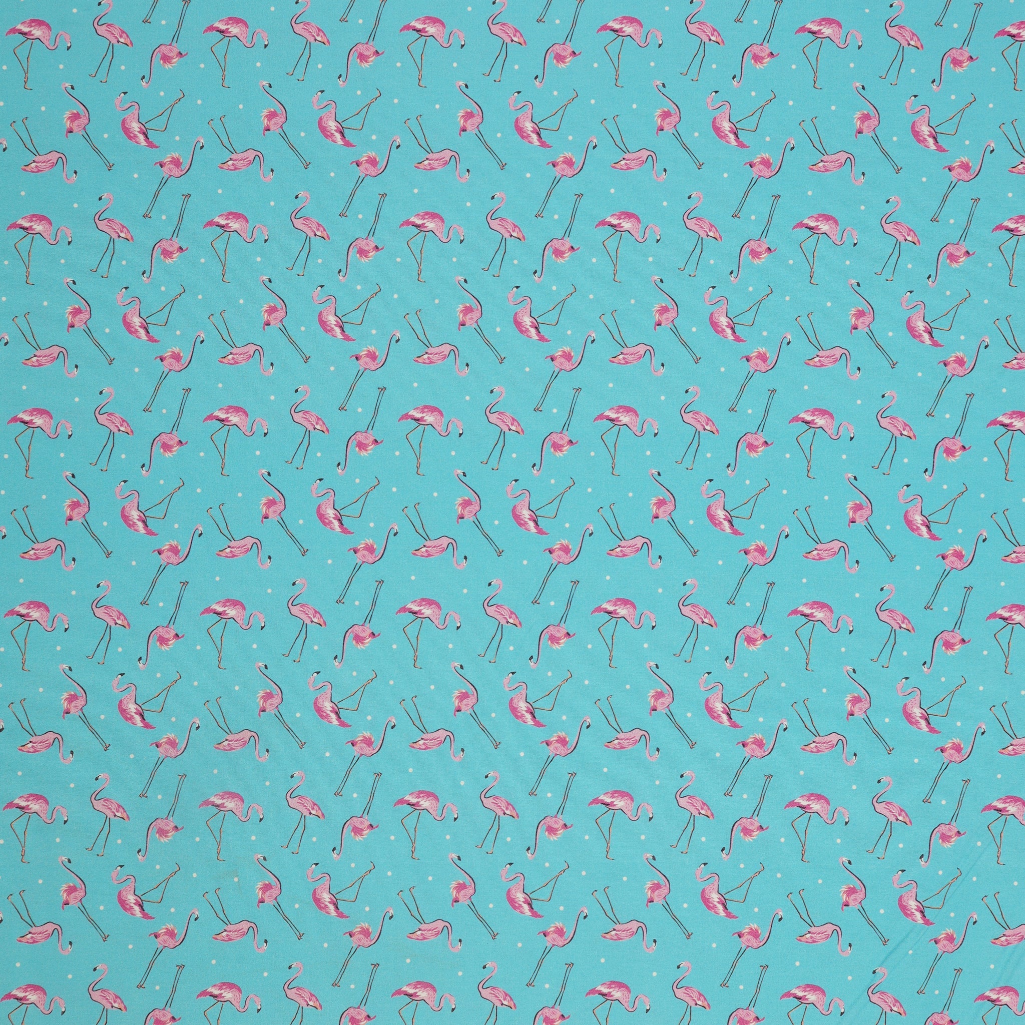 Tropical Splash Fabric Collection - Flamingo Friends Blue